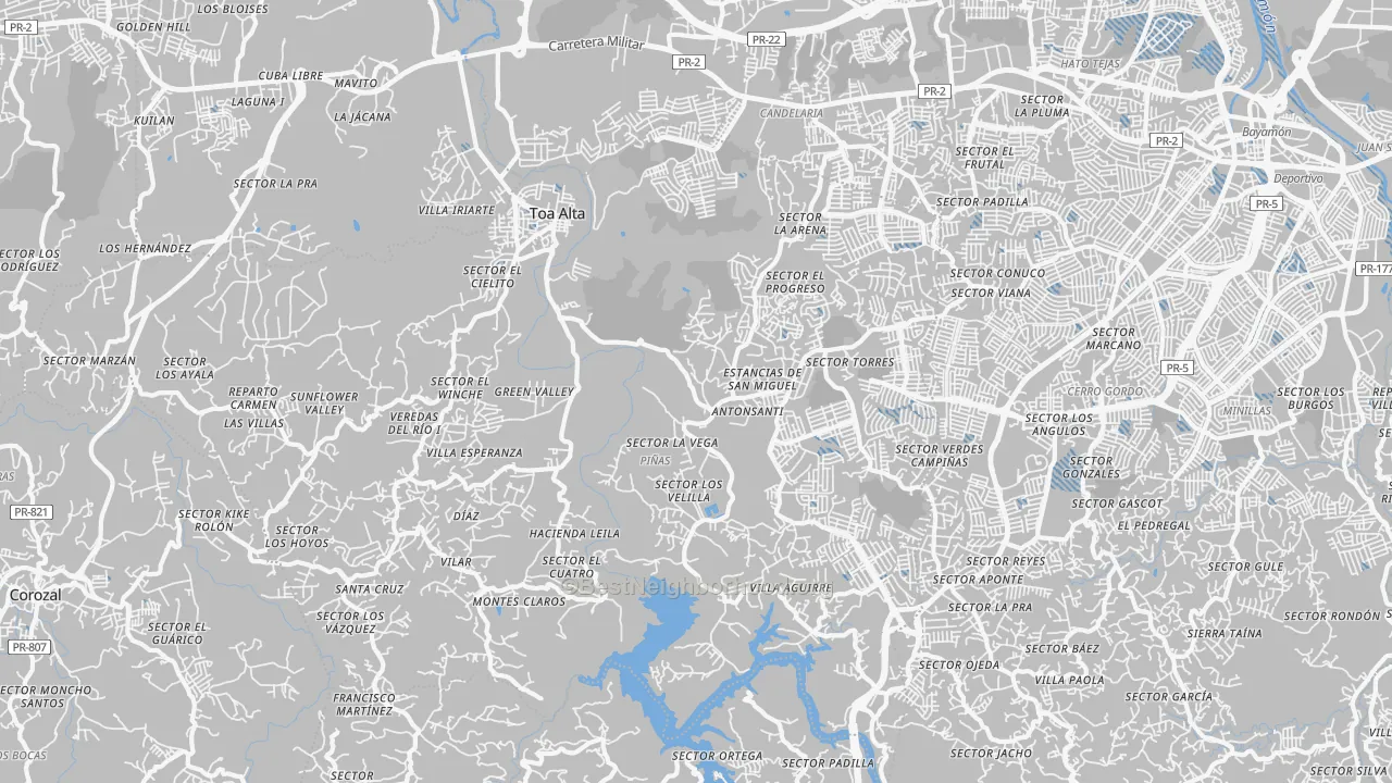 Transit Grade map of Toa Alta Municipio, PR