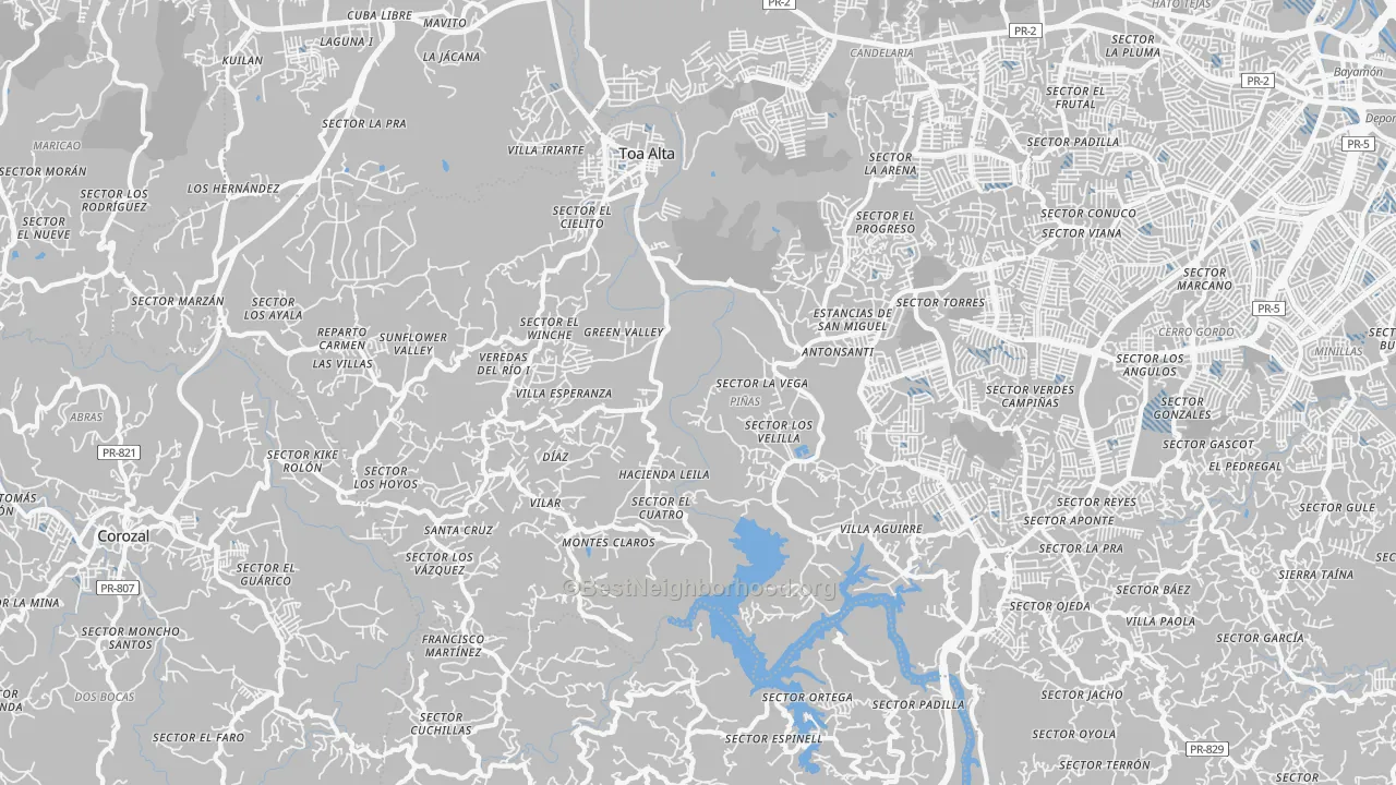 Transit Grade map of Toa Alta, PR