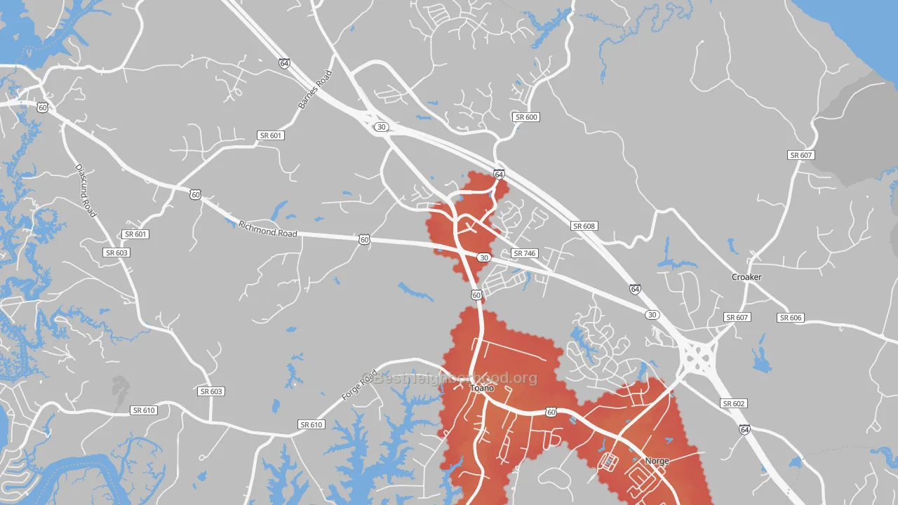 Transit Grade map of Toano, VA