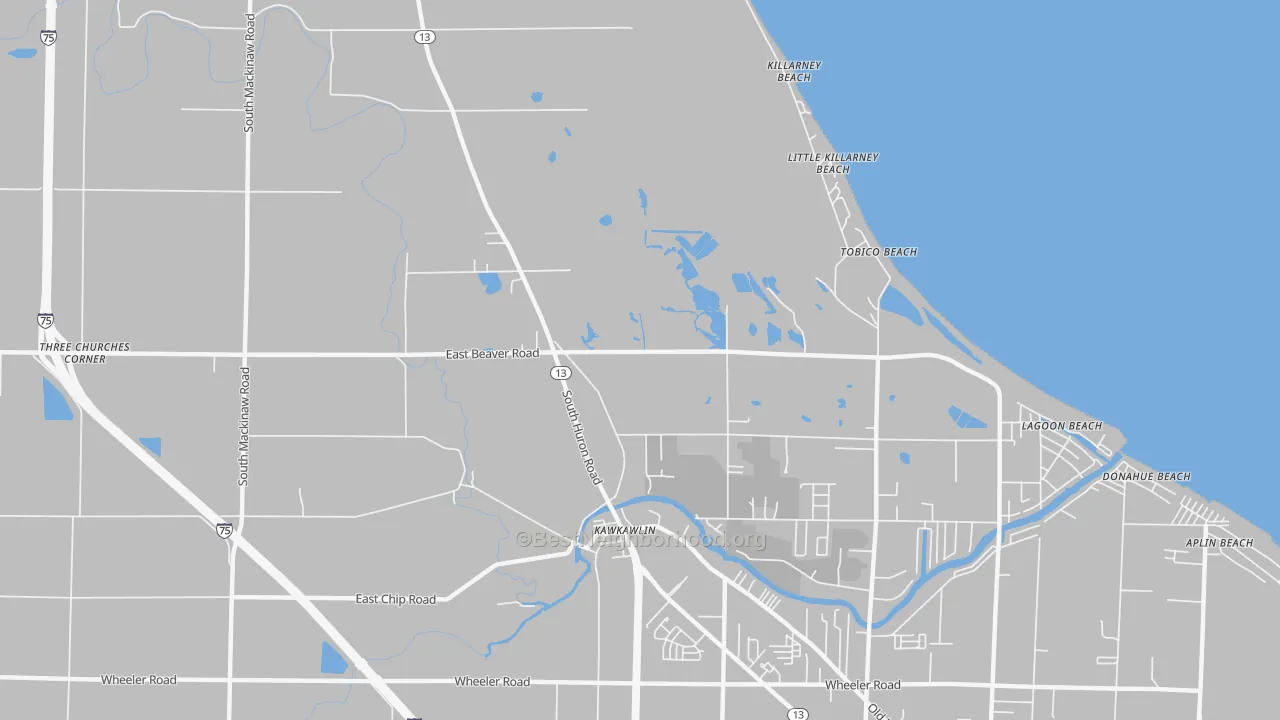 Transit Grade map of Tobico Beach, MI