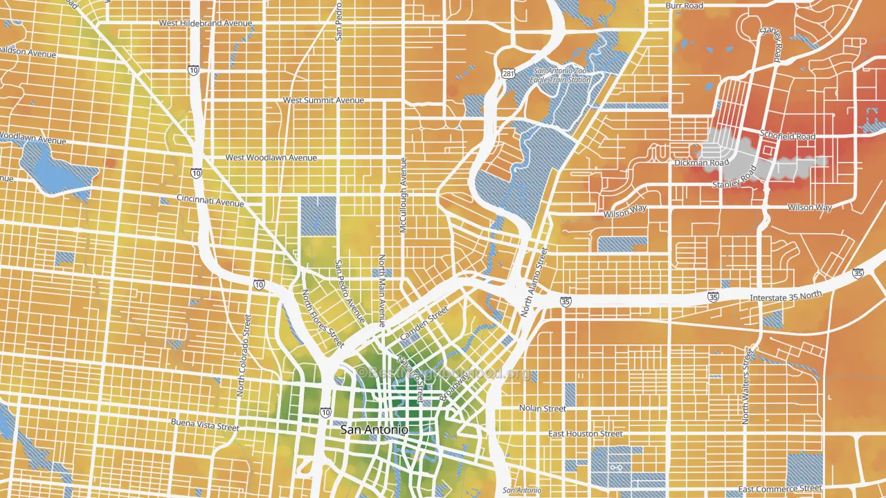 Transit Grade map of Tobin Hill, San Antonio, TX