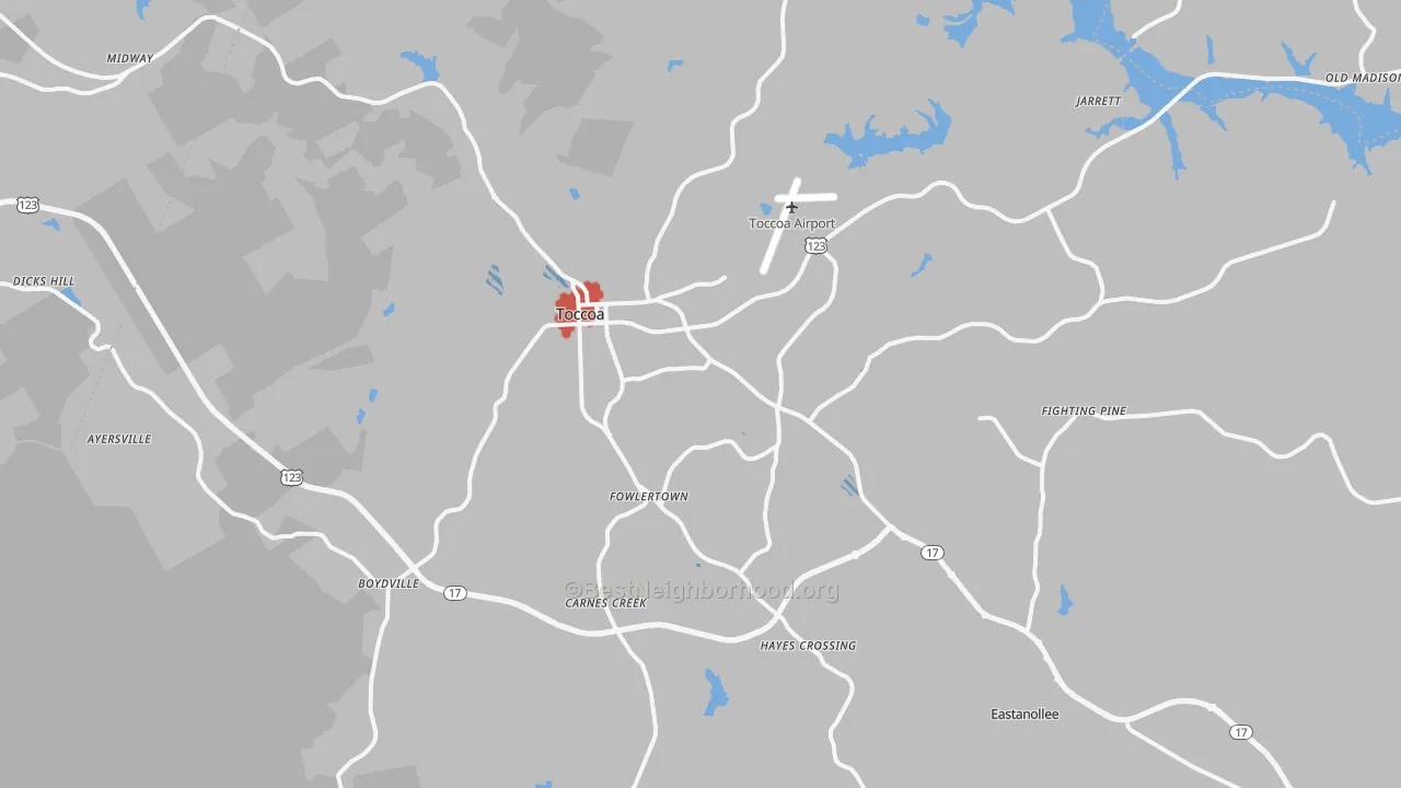 Transit Grade map of Toccoa, GA