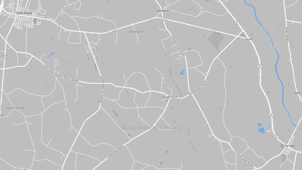 Transit Grade map of Tolarsville, NC