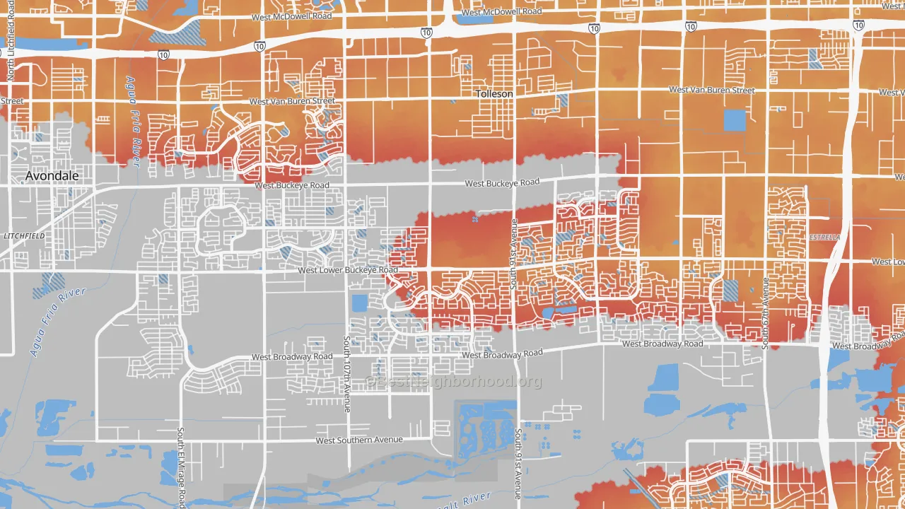Transit Grade map of Tolleson, AZ