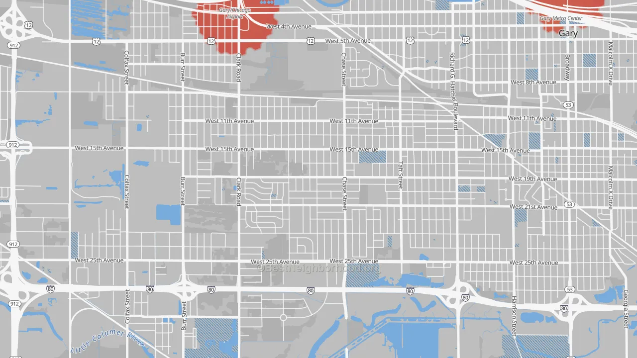 Transit Grade map of Tolleston, Gary, IN