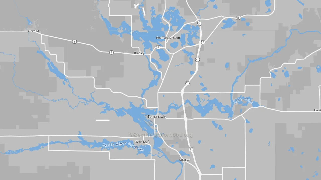 Transit Grade map of Tomahawk, WI