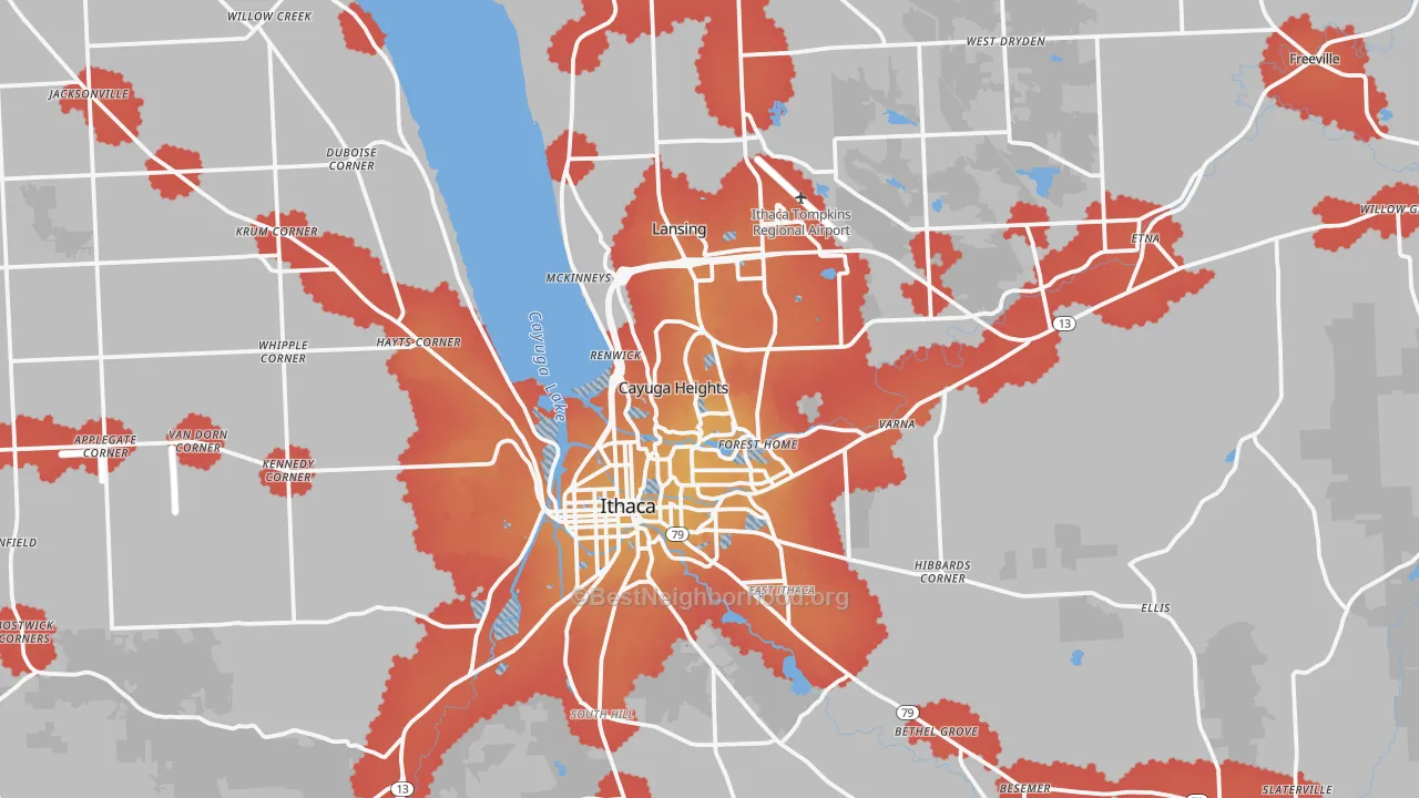 Transit Grade map of Tompkins County, NY