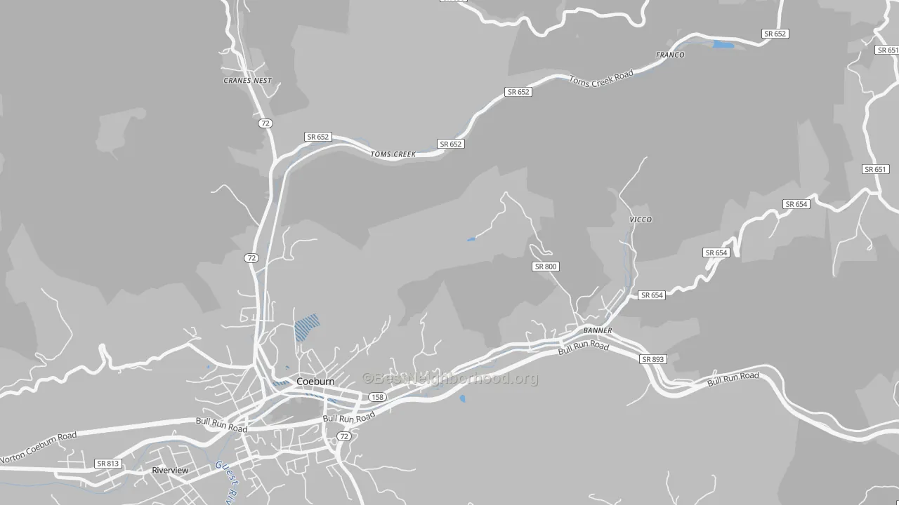 Transit Grade map of Toms Creek, VA