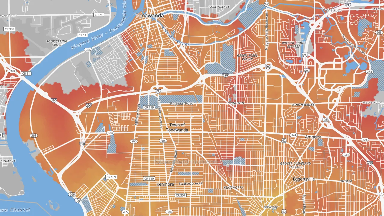 Transit Grade map of Tonawanda, NY