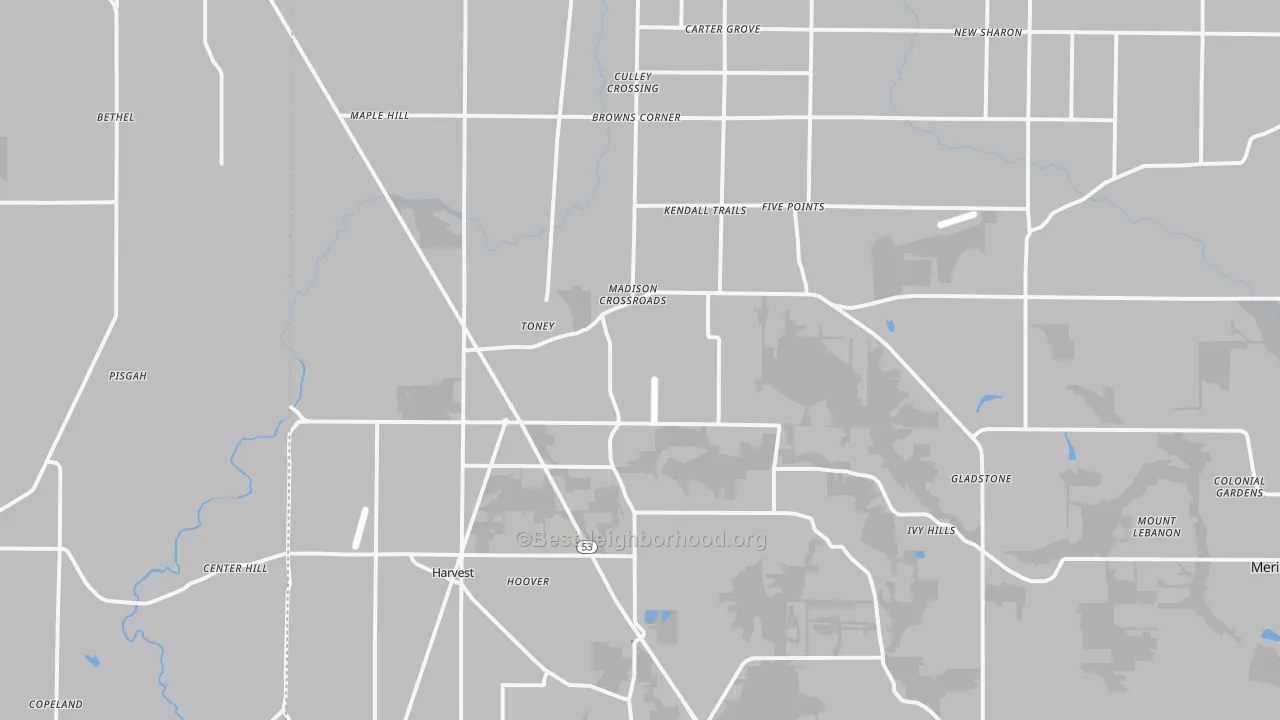 Transit Grade map of Toney, AL