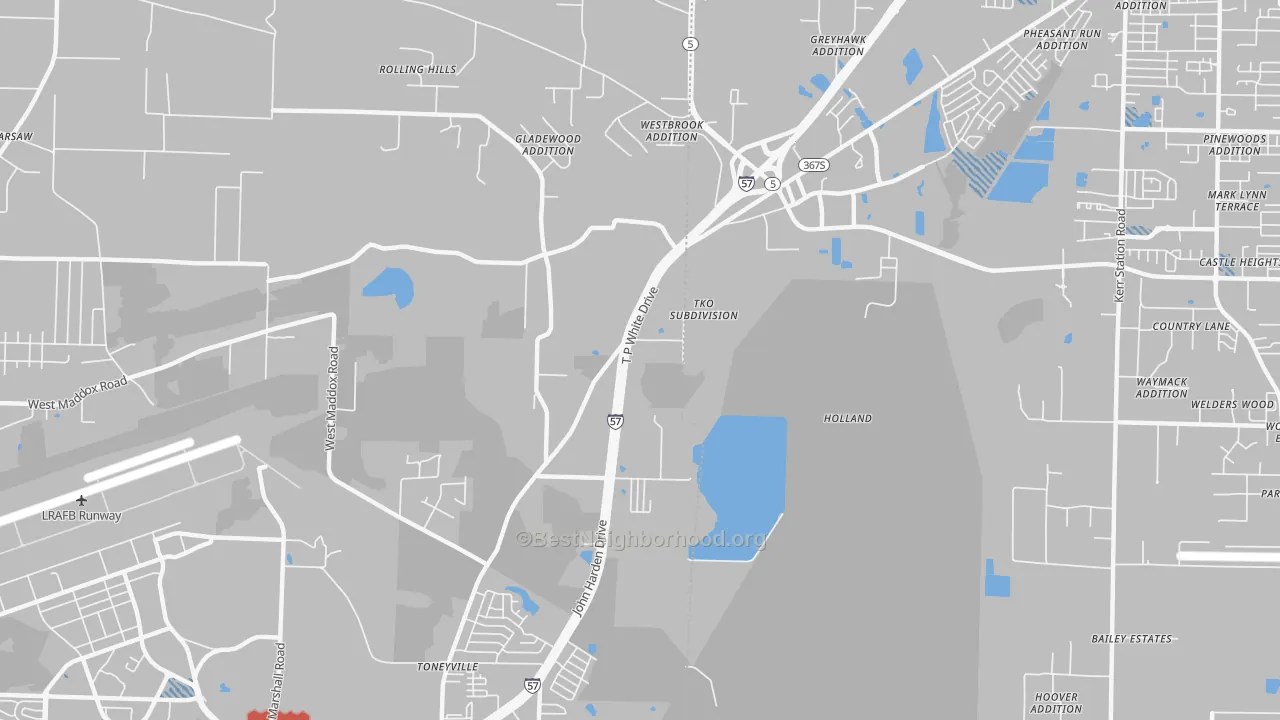 Transit Grade map of Toneyville, AR