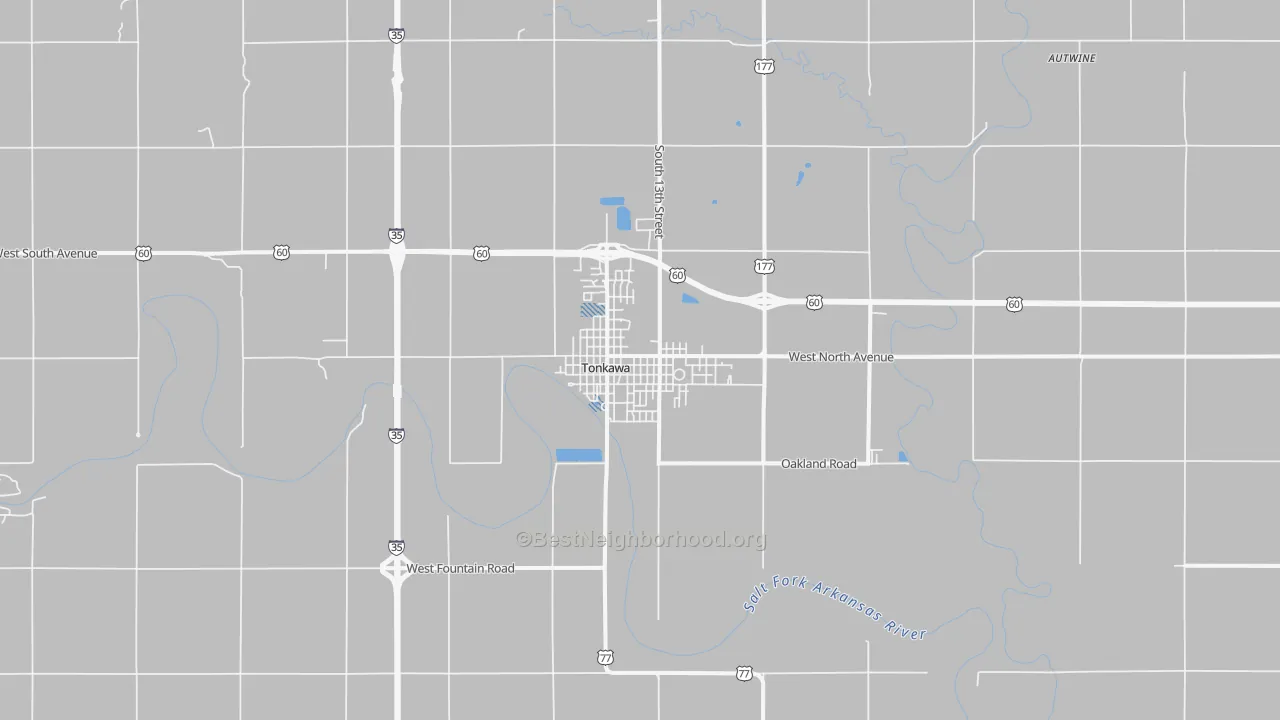 Transit Grade map of Tonkawa, OK