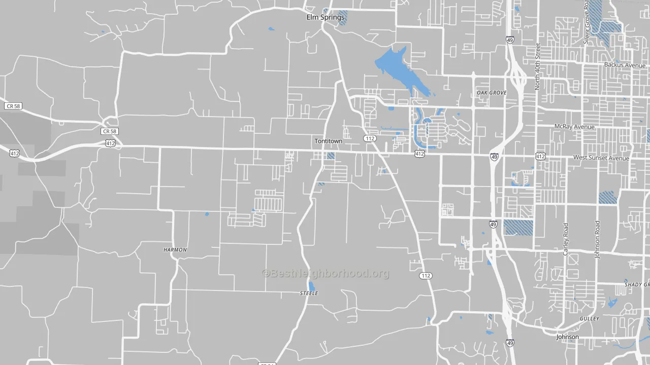 Transit Grade map of Tontitown, AR