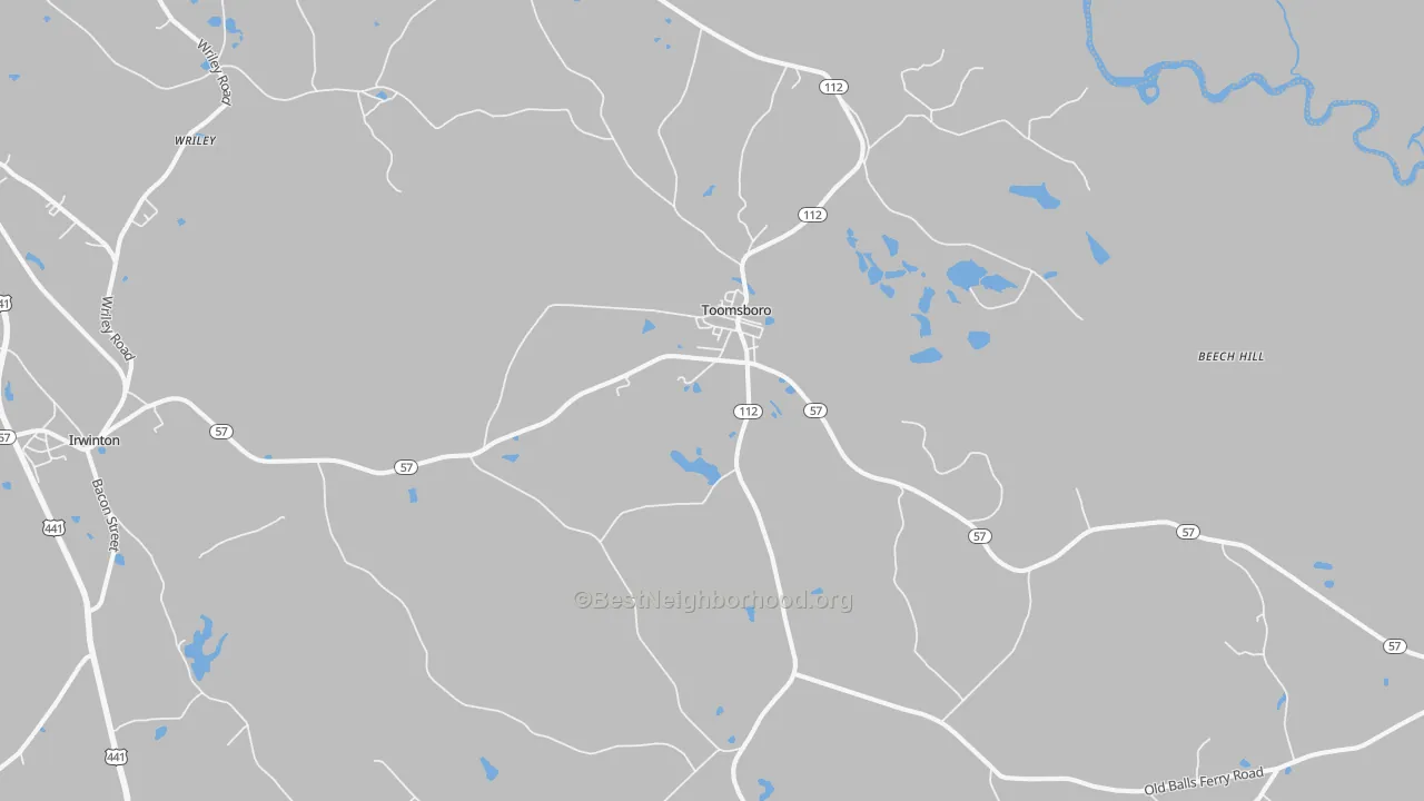 Transit Grade map of Toomsboro, GA