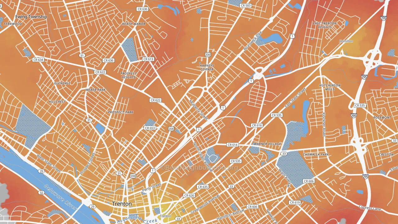 Transit Grade map of Top Road, Trenton, NJ