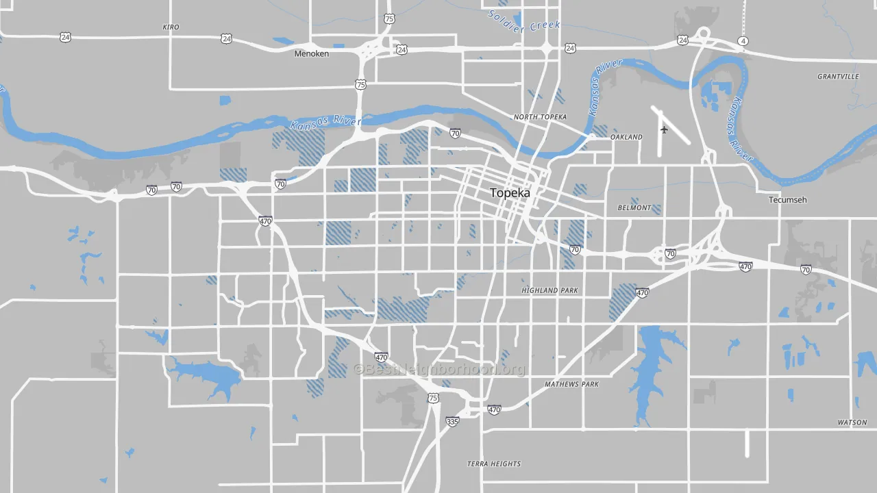 Transit Grade map of Topeka, KS