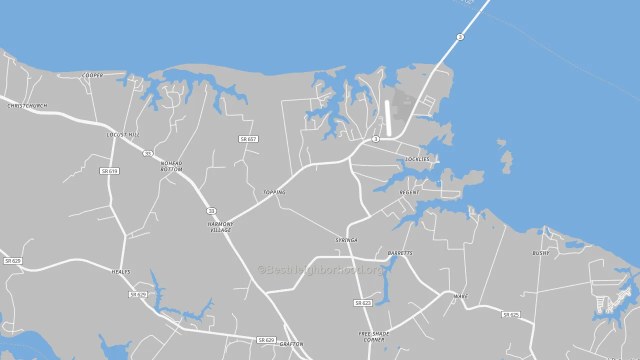Transit Grade map of Topping, VA
