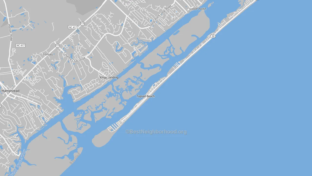 Transit Grade map of Topsail Beach, NC