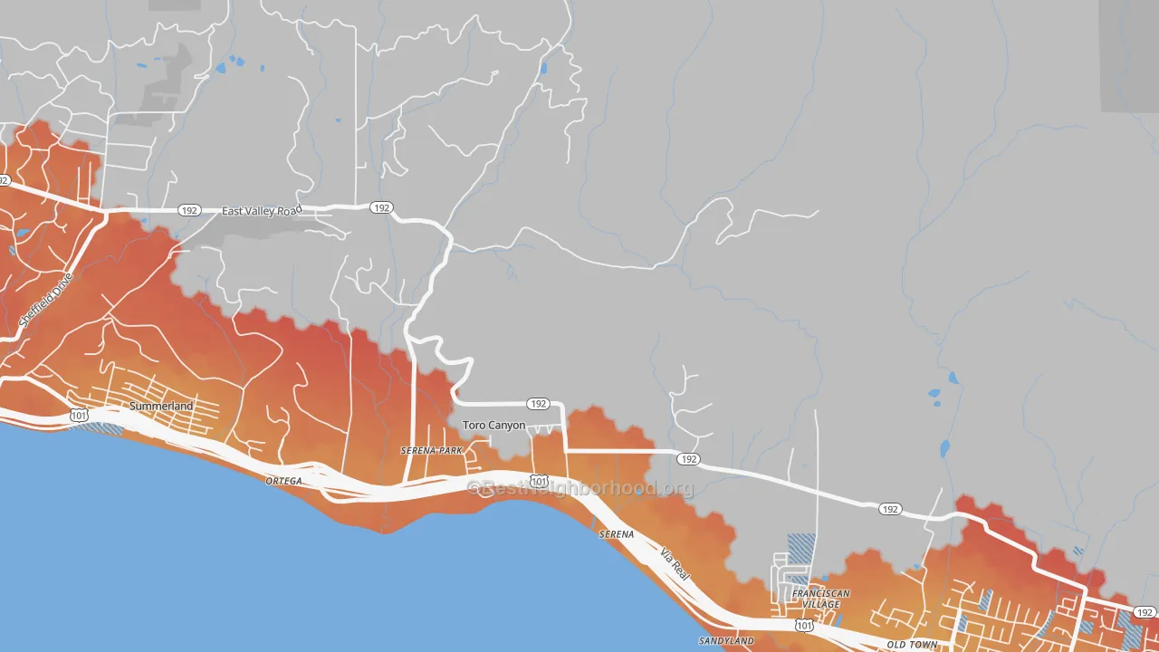 Transit Grade map of Toro Canyon, CA