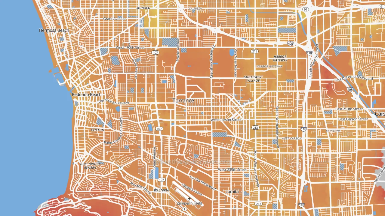 Transit Grade map of Torrance, CA