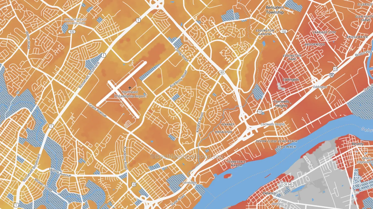 Transit Grade map of Torresdale, Philadelphia, PA