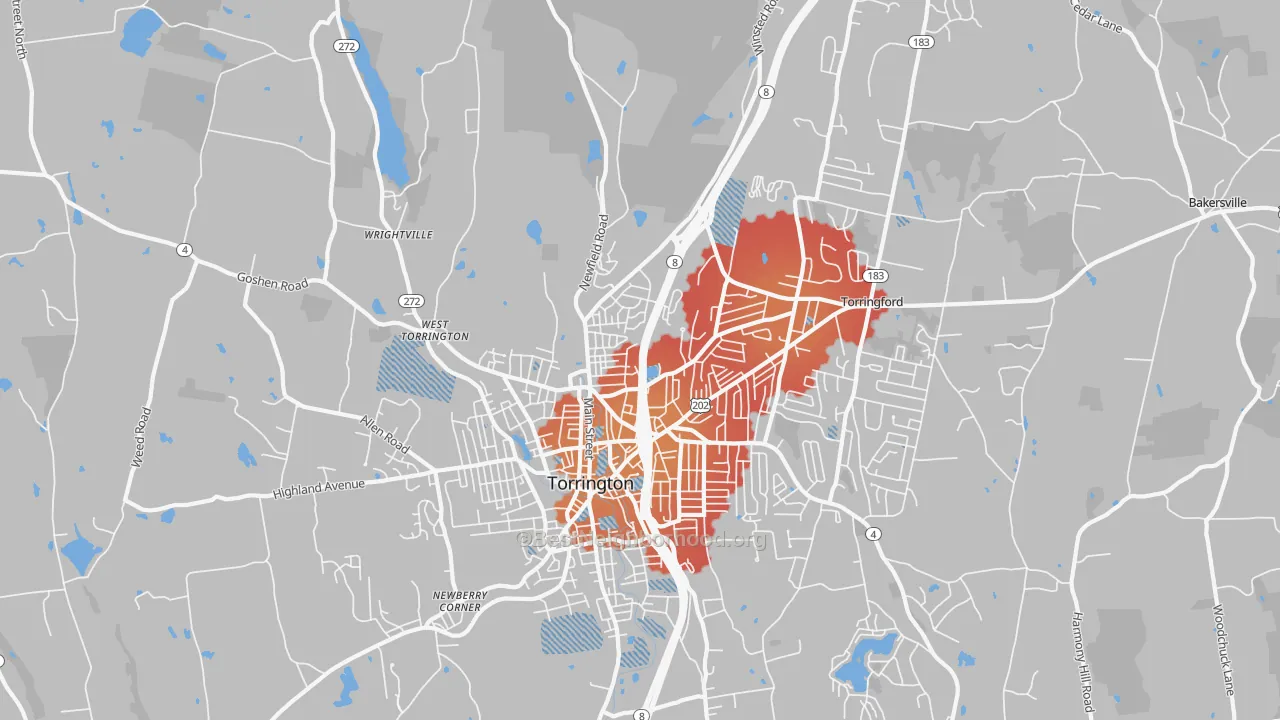 Transit Grade map of Torrington, CT