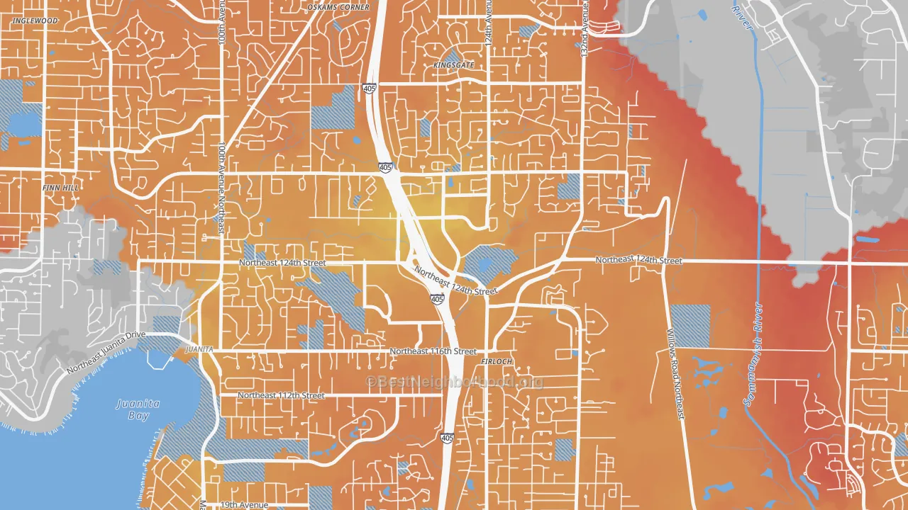 Transit Grade map of Totem Lake, Kirkland, WA