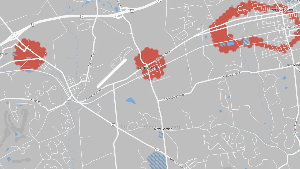 Transit Grade map of Toughkenamon, PA