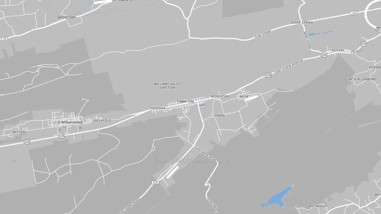 Transit Grade map of Tower City, PA