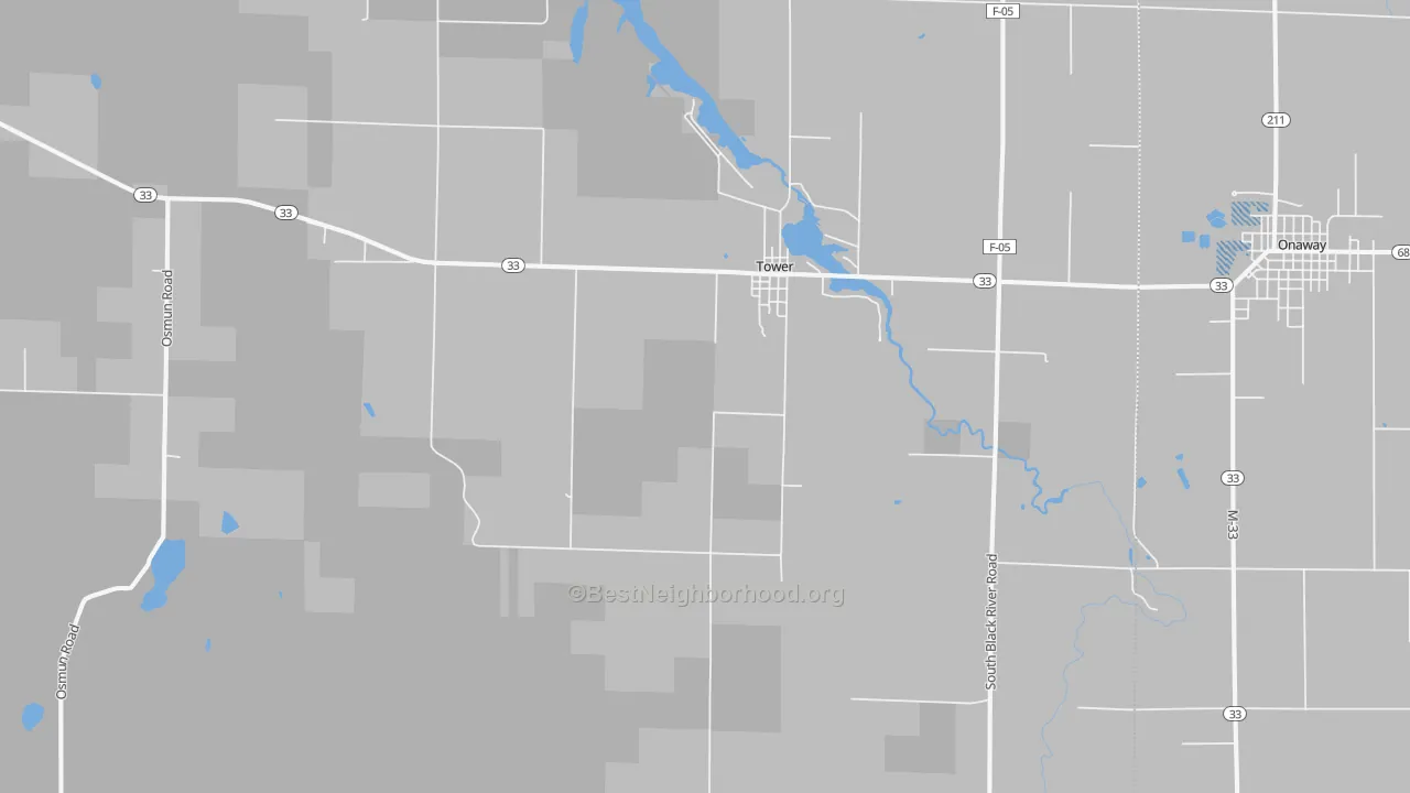 Transit Grade map of Tower, MI