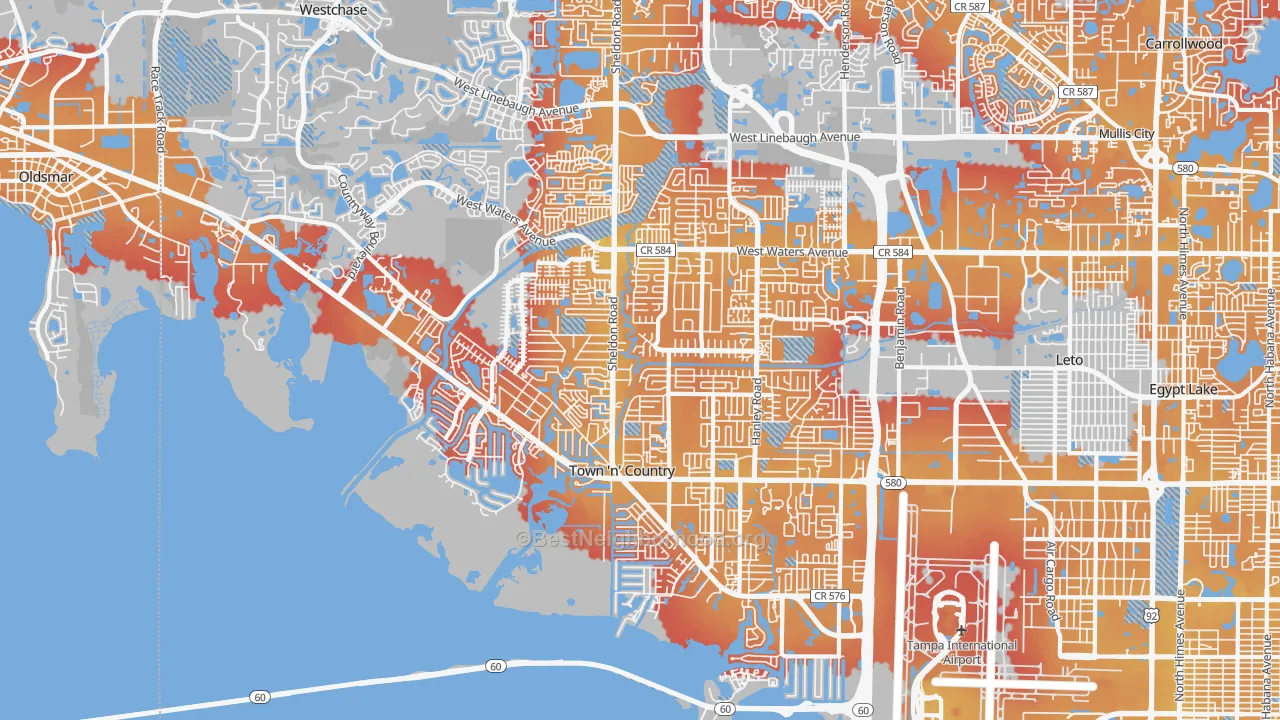 Transit Grade map of Town 'n' Country, FL