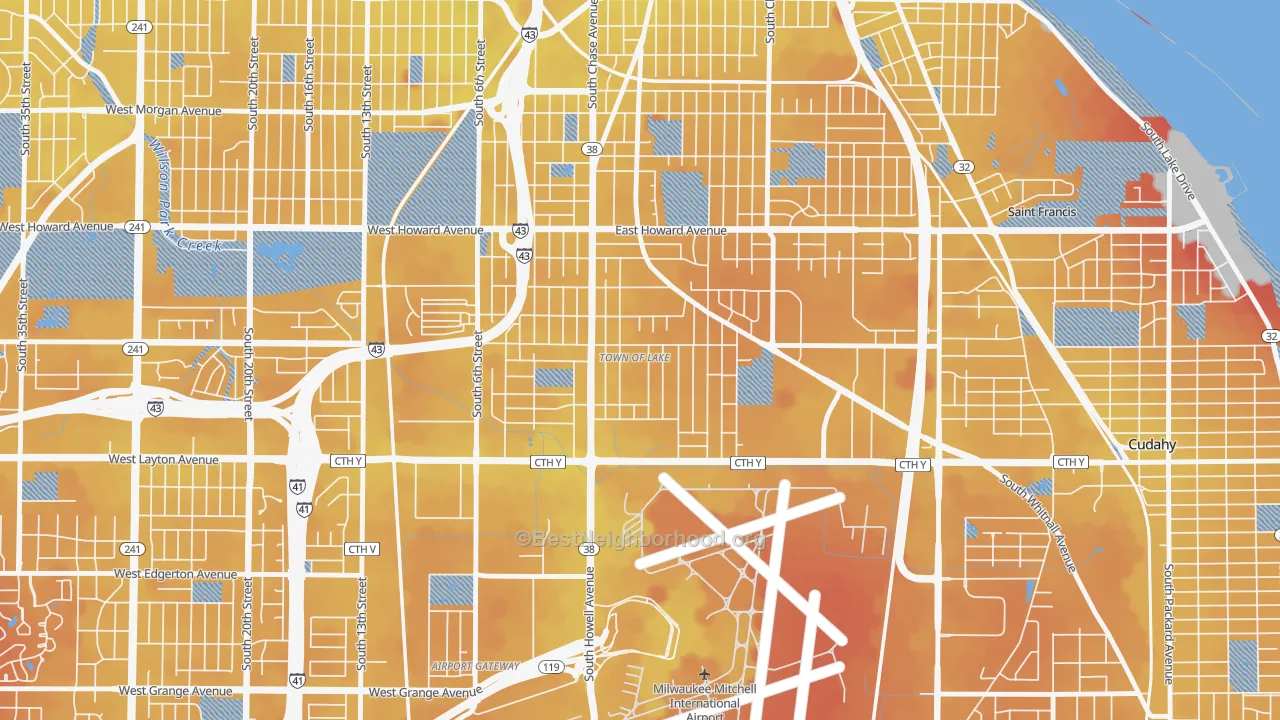 Transit Grade map of Town of Lake, Milwaukee, WI
