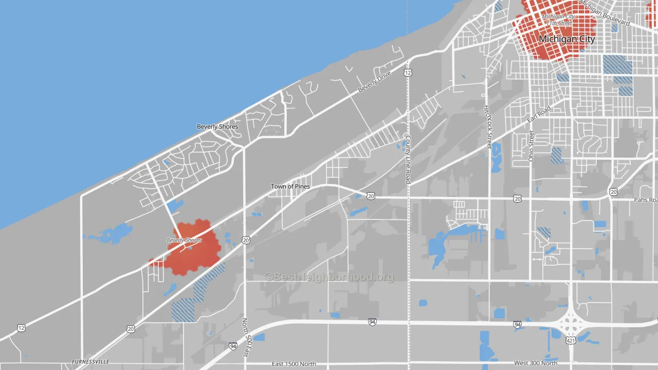 Transit Grade map of Town of Pines, IN
