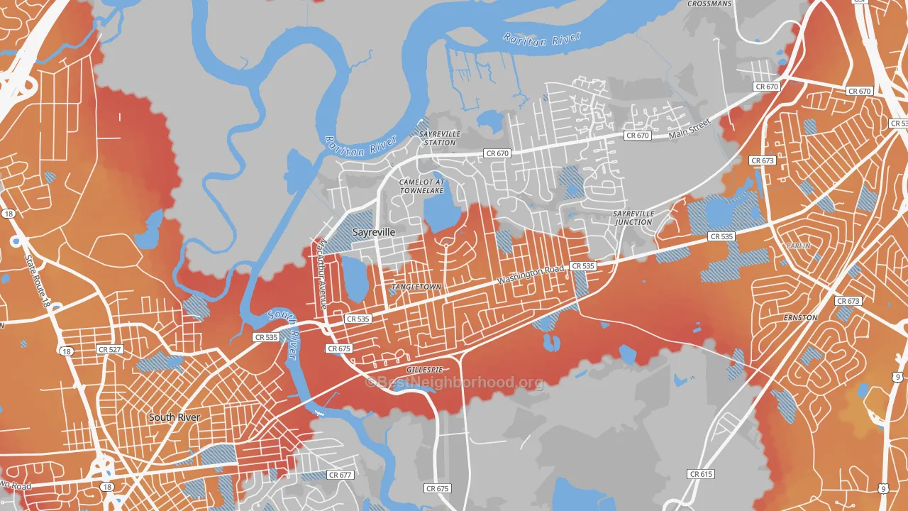 Transit Grade map of Townelake, Sayreville, NJ