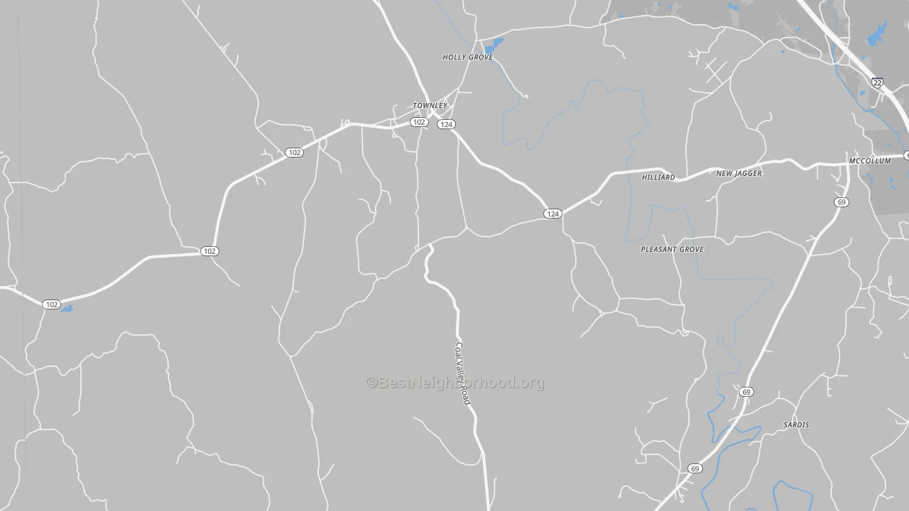 Transit Grade map of Townley, AL