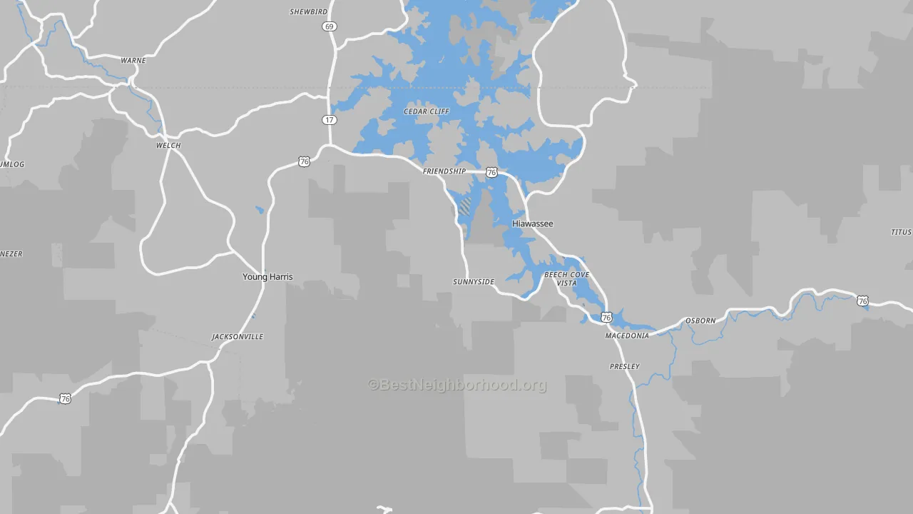 Transit Grade map of Towns County, GA