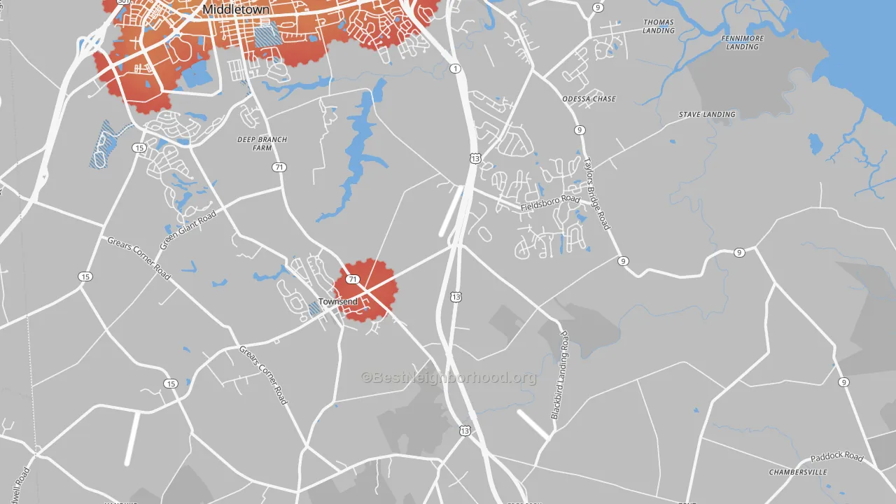 Transit Grade map of Townsend, DE
