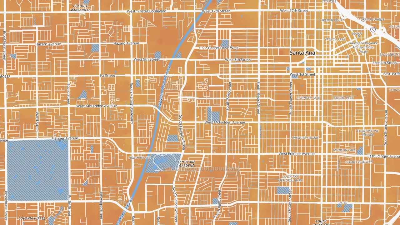 Transit Grade map of Townsend-Raitt, Santa Ana, CA