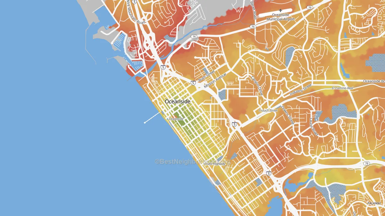 Transit Grade map of Townsite, Oceanside, CA