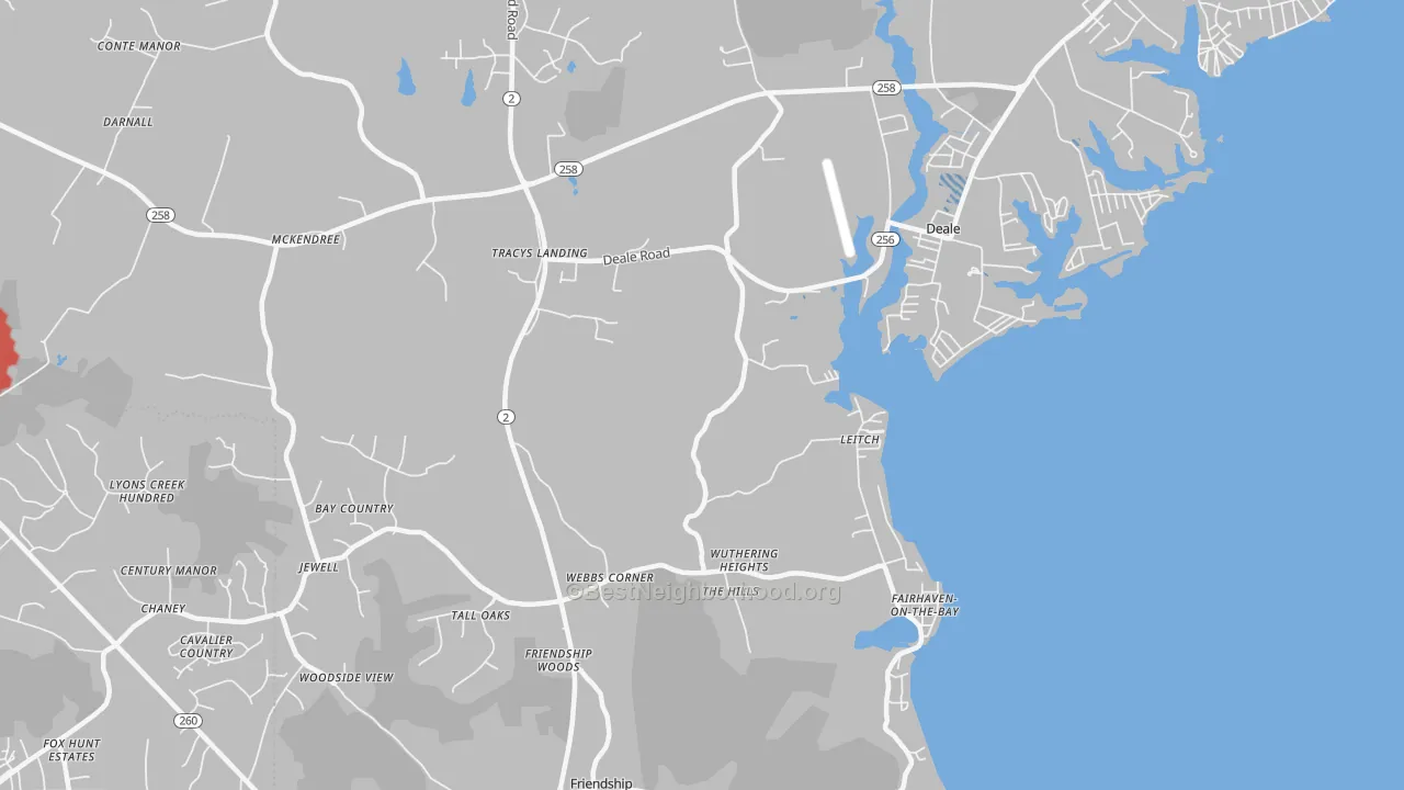 Transit Grade map of Tracys Landing, MD