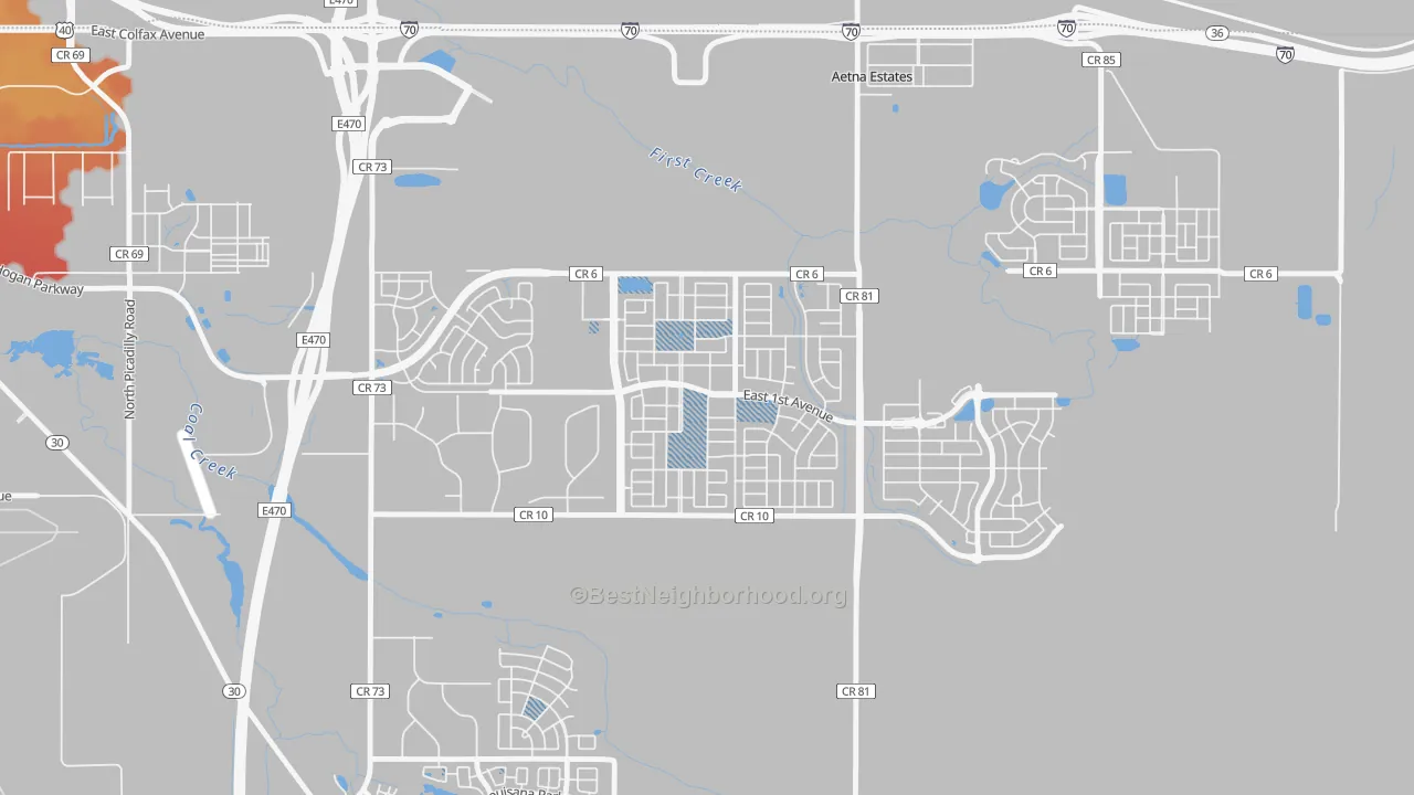 Transit Grade map of Traditions, Aurora, CO