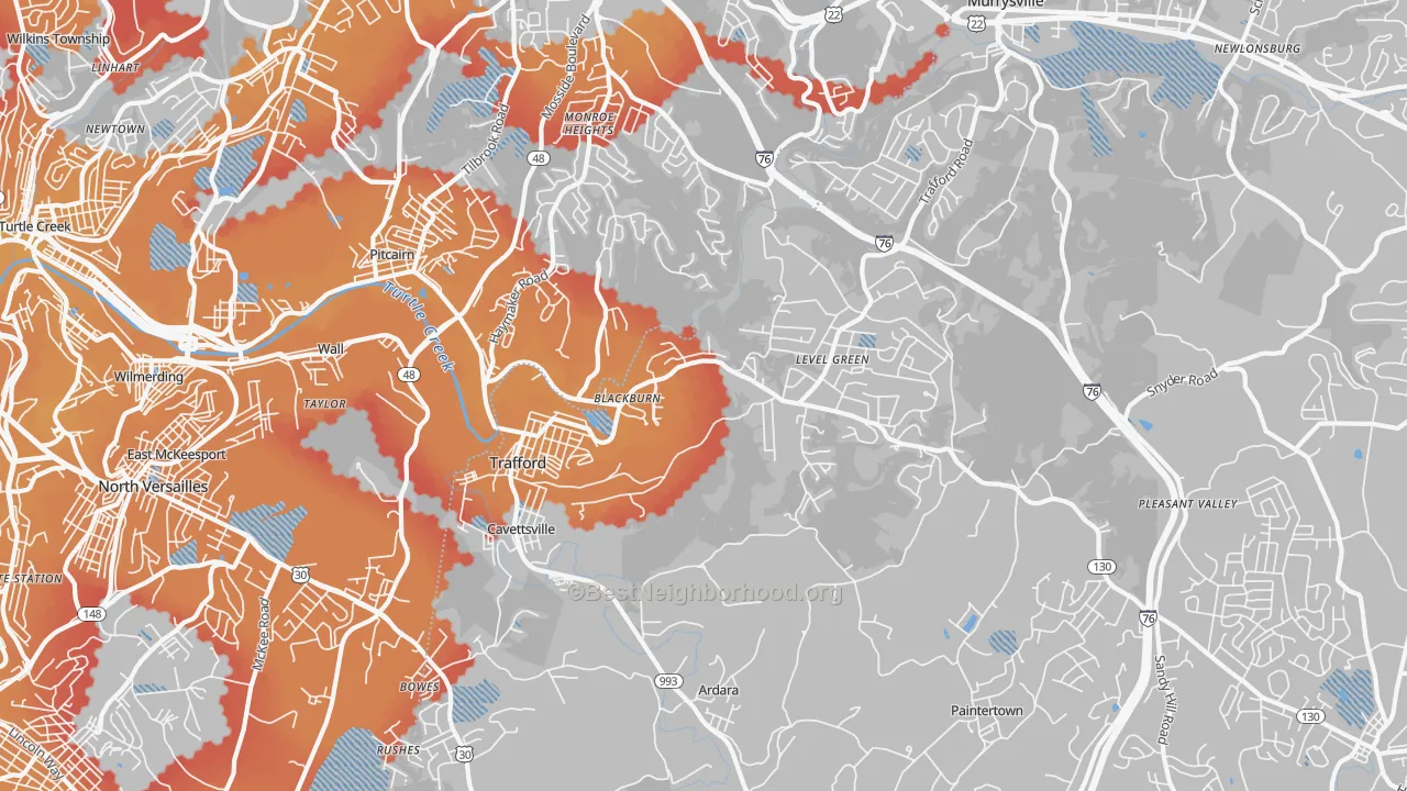 Transit Grade map of Trafford, PA