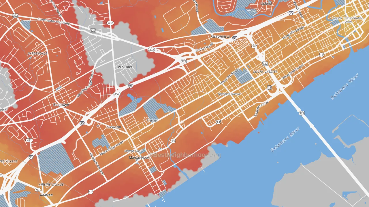 Transit Grade map of Trainer, PA