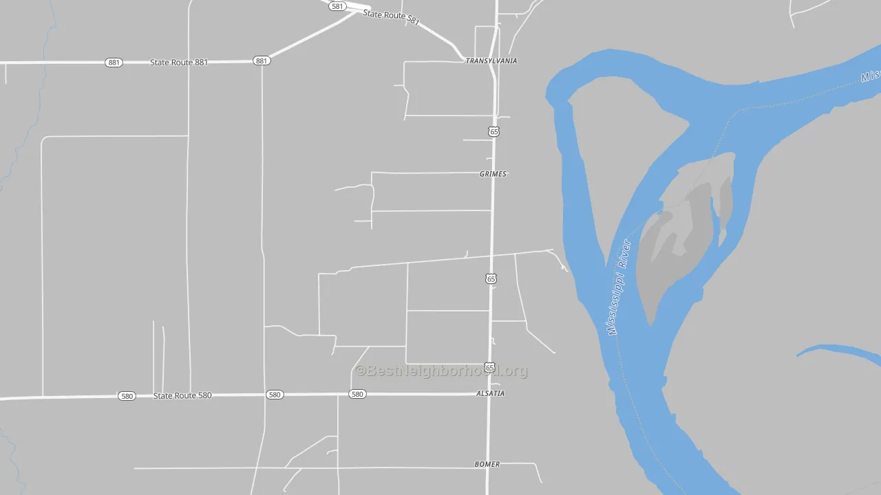 Transit Grade map of Transylvania, LA