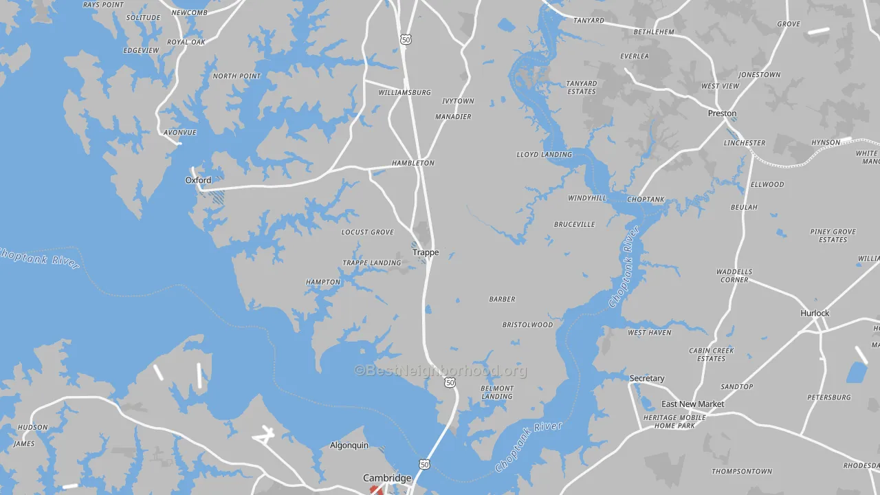 Transit Grade map of Trappe, MD