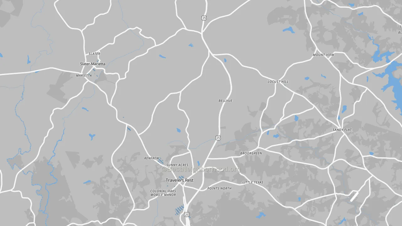 Transit Grade map of Travelers Rest, SC