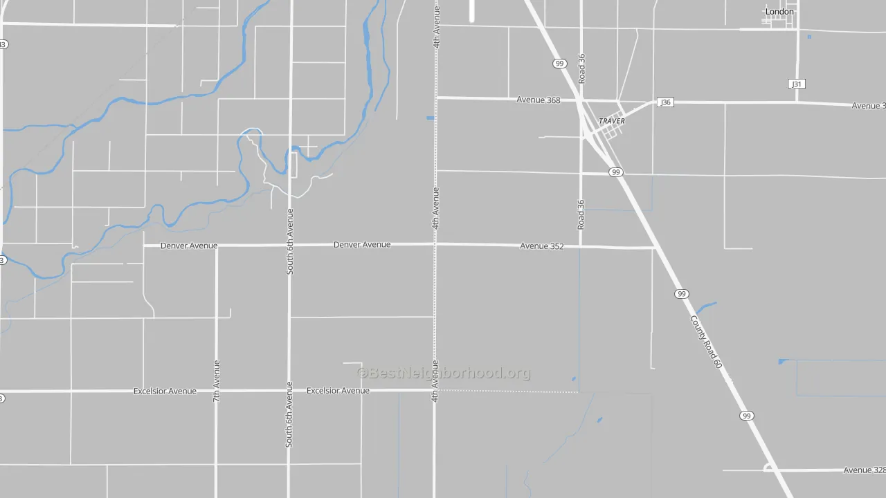 Transit Grade map of Traver, CA