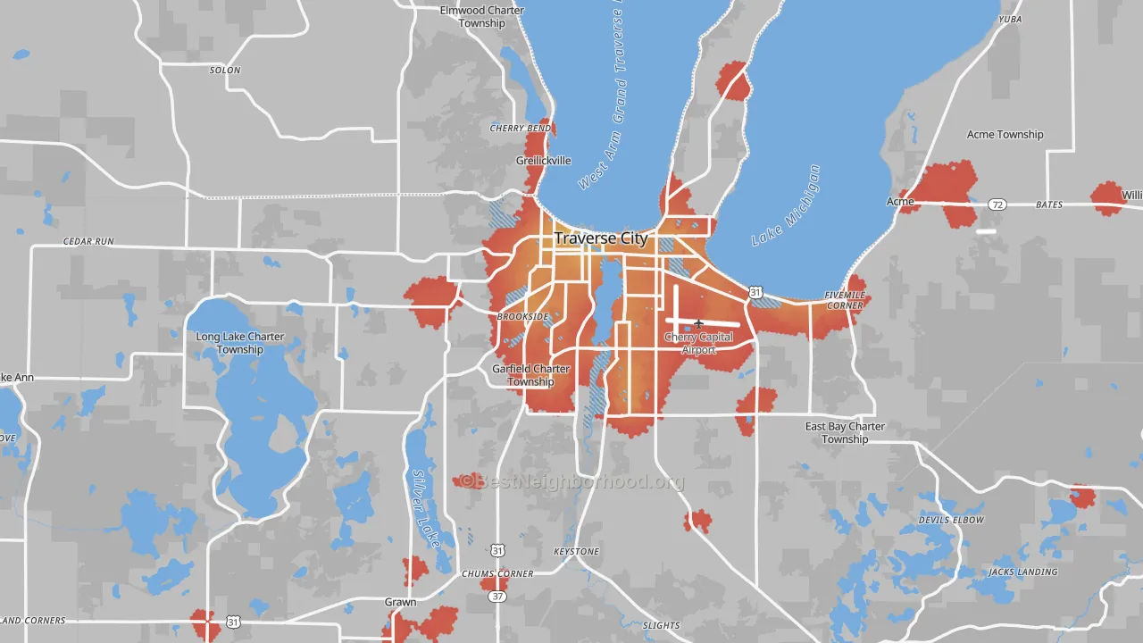 Transit Grade map of Traverse City, MI
