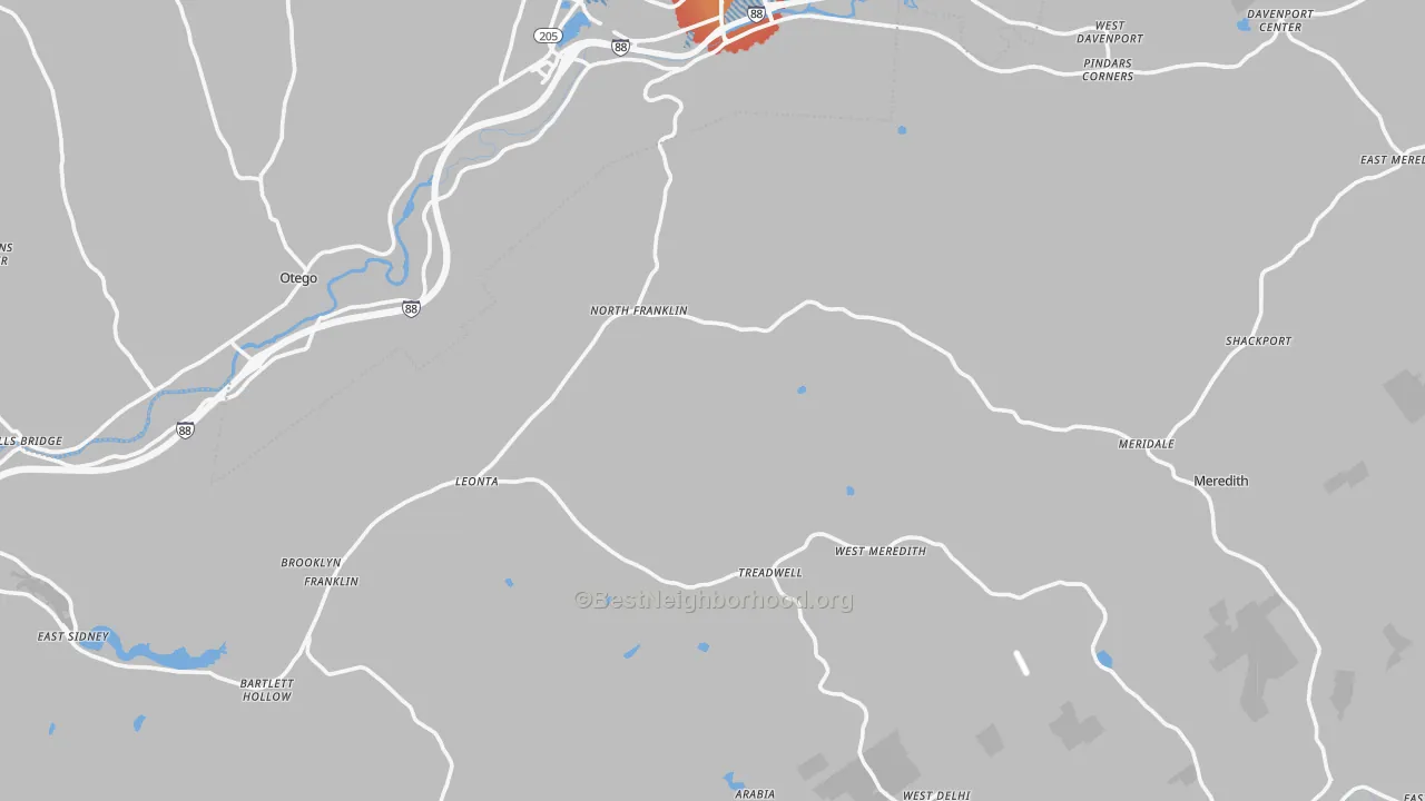 Transit Grade map of Treadwell, NY