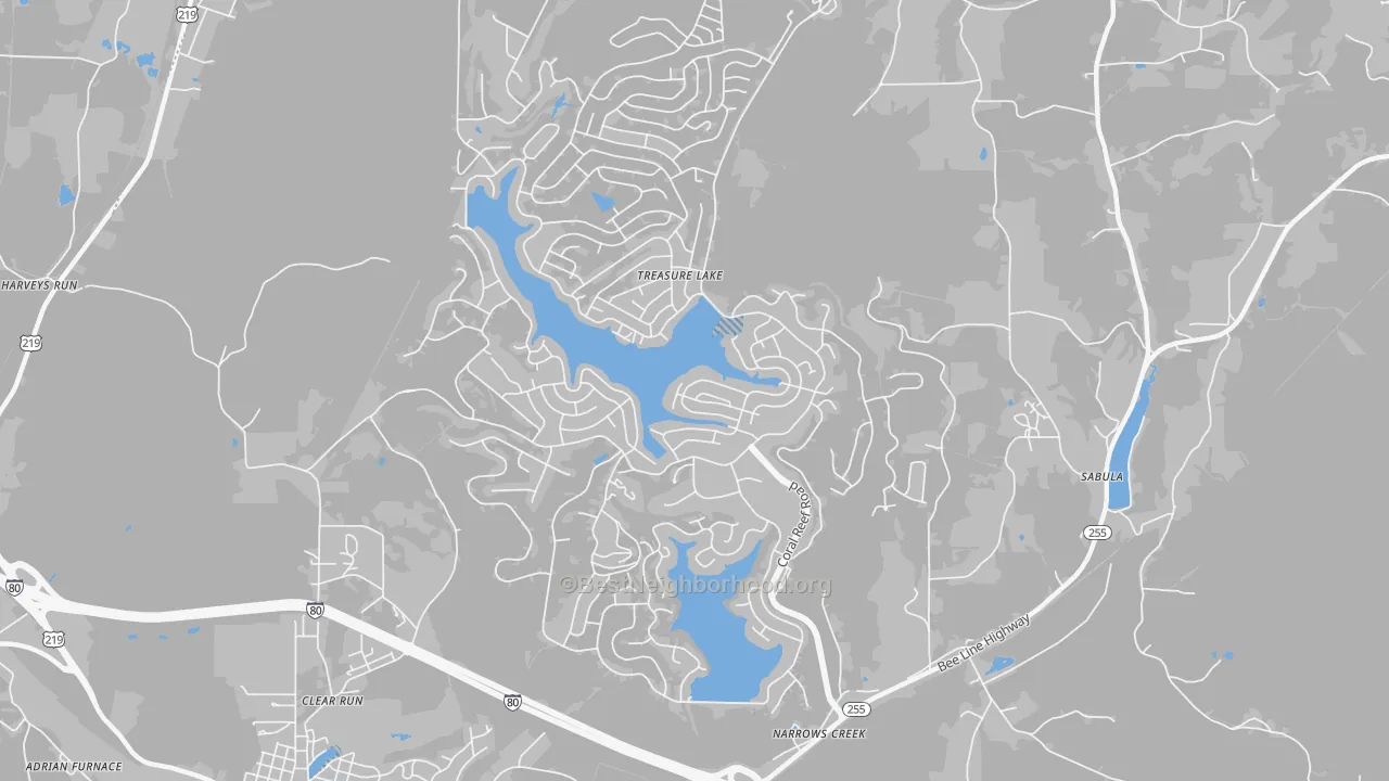 Transit Grade map of Treasure Lake, PA